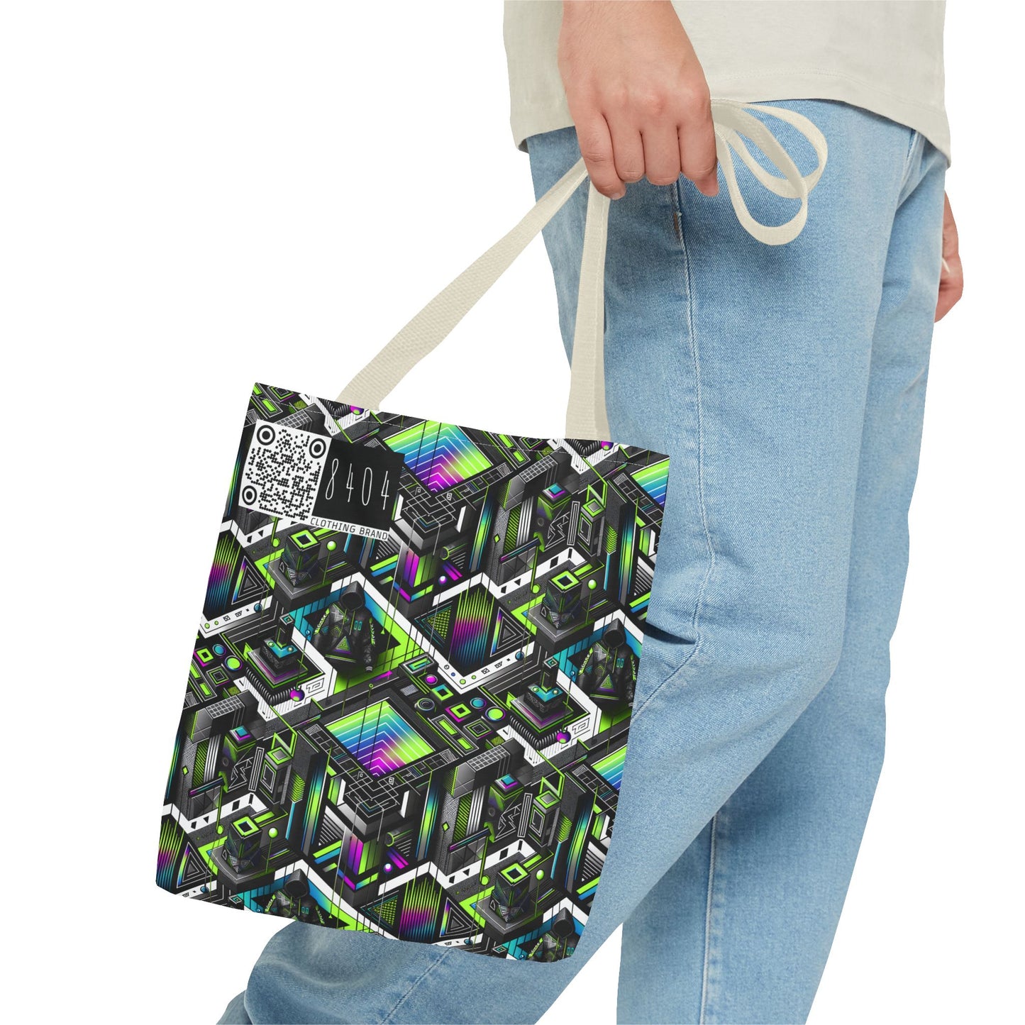 Retro Futurism Graphics Tech-Forward Streetwear Tote Bag - 8404 Design-52
