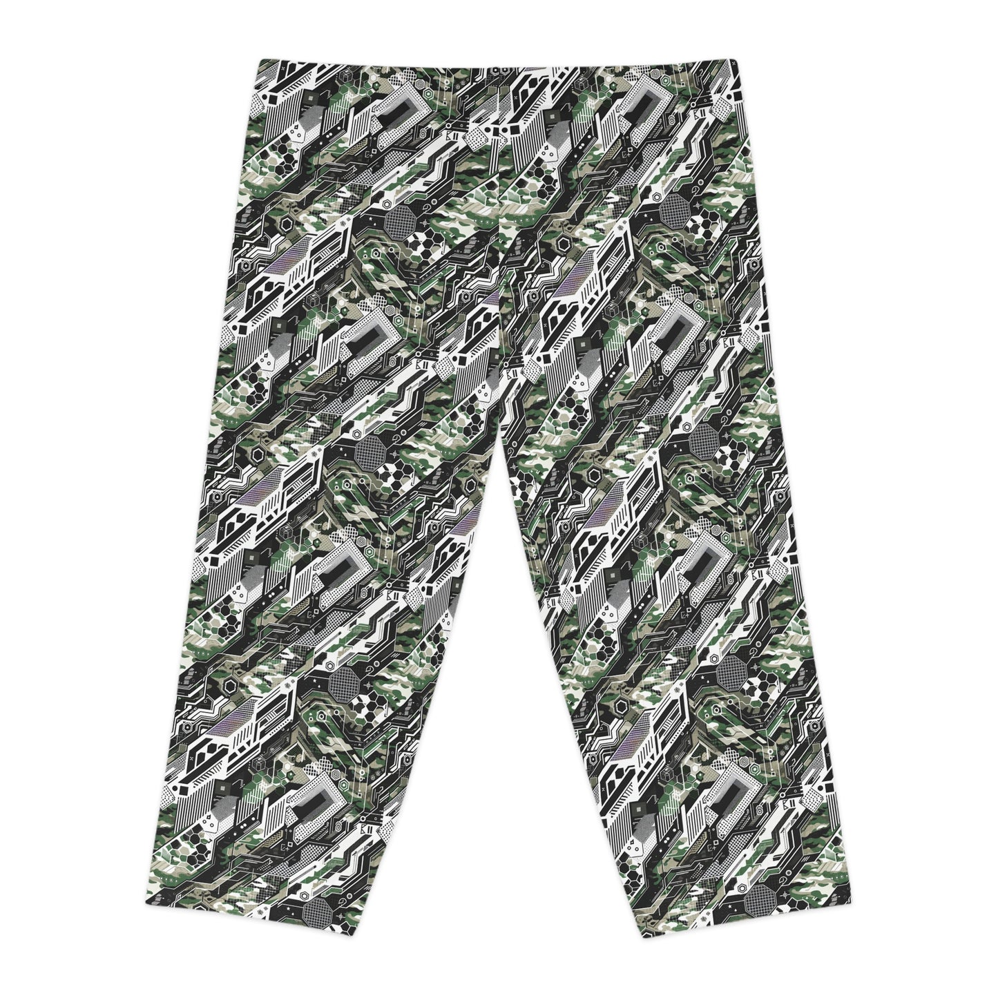 Tech Camo Fusion Tech-Forward Streetwear With a Futuristic Edge Women's Capri Leggings - 8404 Design-46