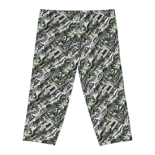 Tech Camo Fusion Tech-Forward Streetwear With a Futuristic Edge Women's Capri Leggings - 8404 Design-46