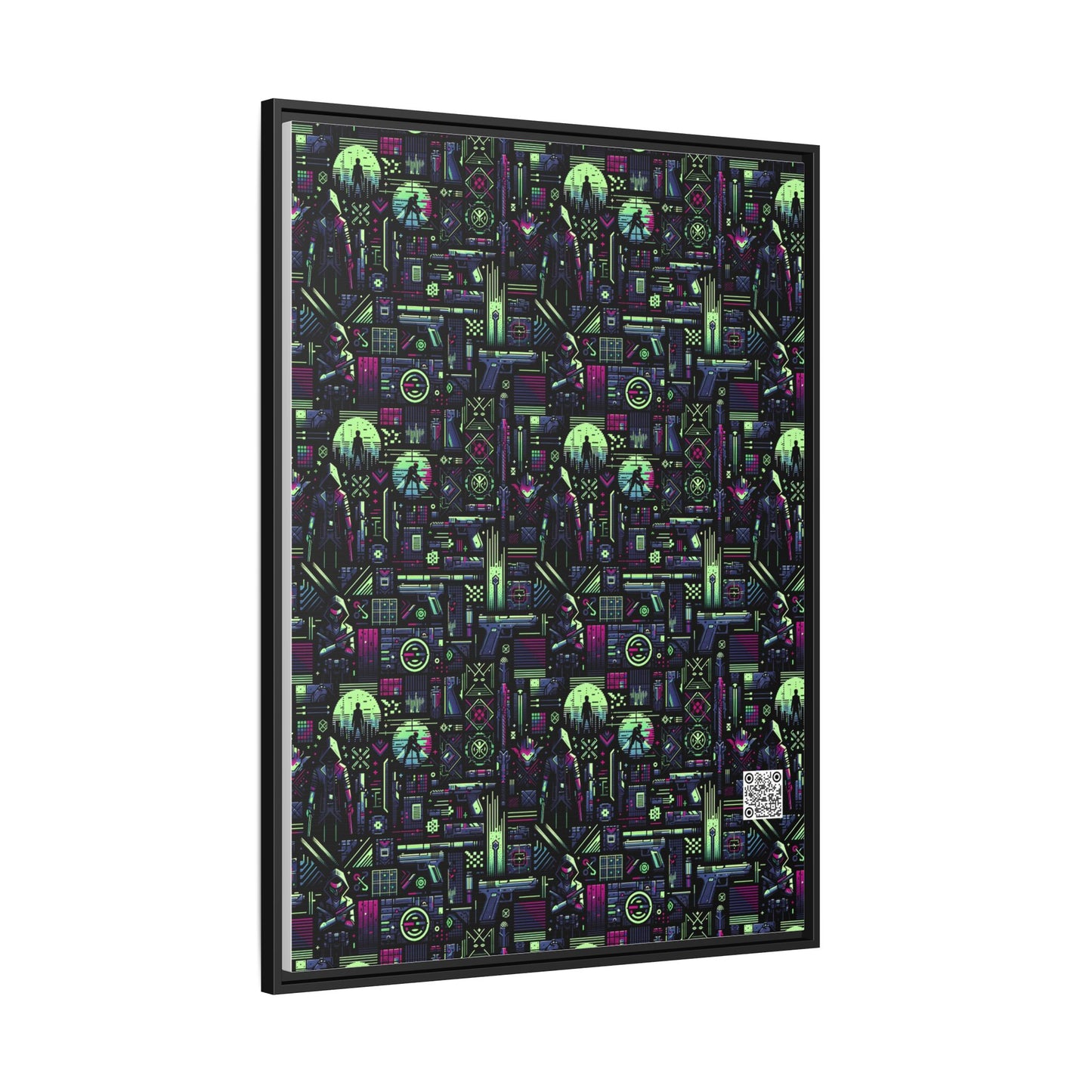 Tech Noir Futuristic Cyberpunk Matte Canvas, Framed (multi-Color) - 8404 Design-63 A