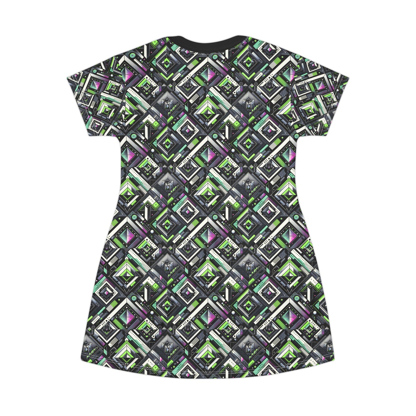 Retro Futurism Graphics Tech-Forward Streetwear T-Shirt Dress - 8404 Design-48