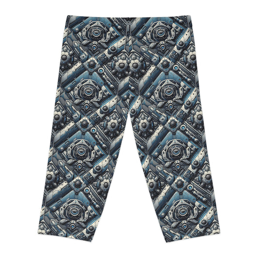 Tech Utility Fusion Tech-Forward Utility With a Futuristic Edge Women's Capri Leggings - 8404 Design-43