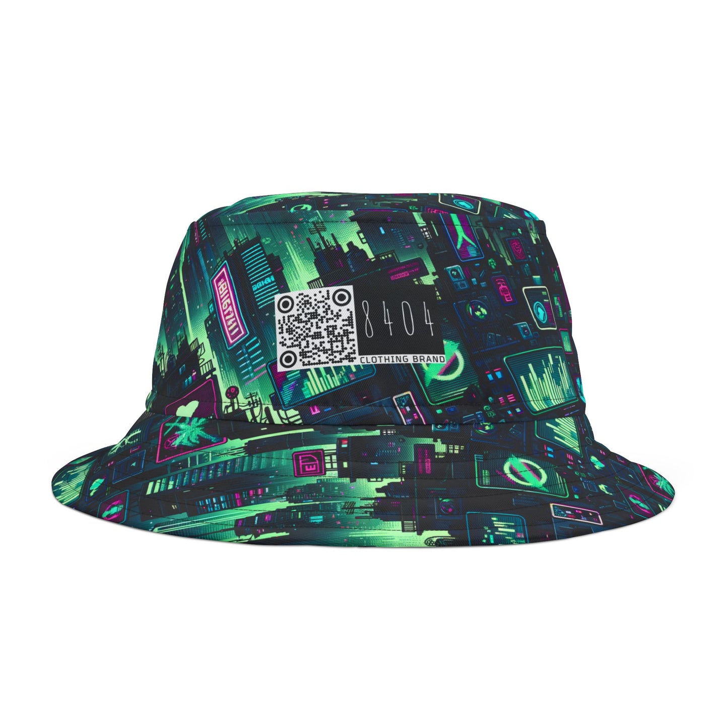 Tech Noir Graphics Futuristic Cyberpunk Bucket Hat - 8404 Design-52