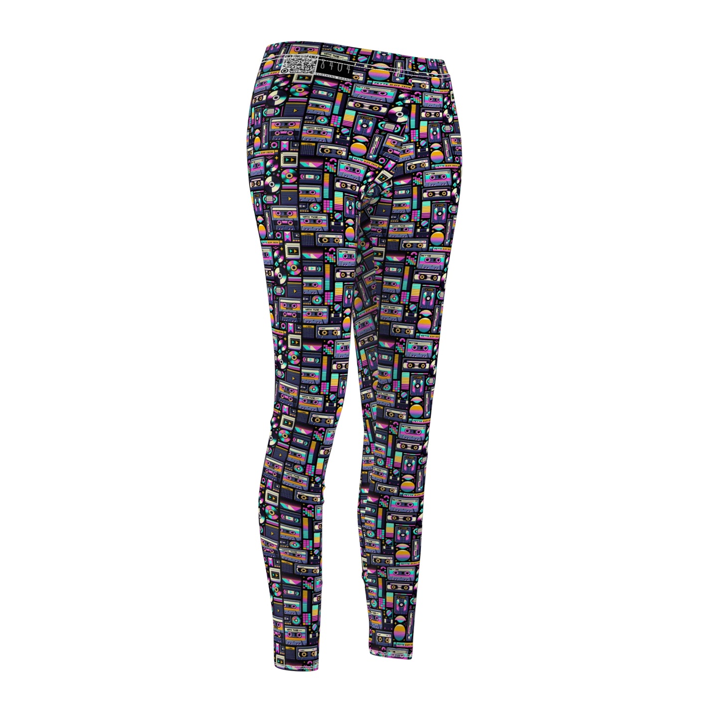 Digital Nostalgia Tech-Inspired Retro Fusion Women's Cut & Sew Casual Leggings - 8404 Design-48