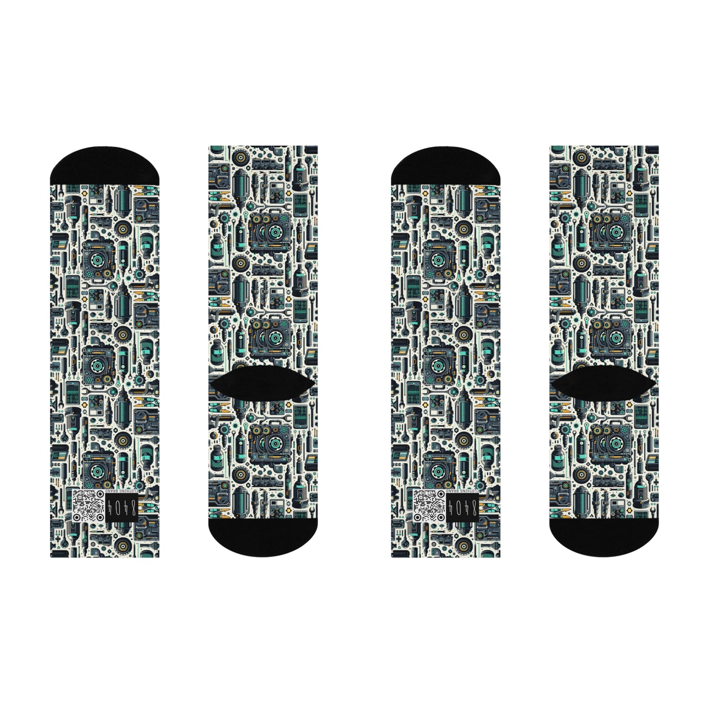 Tech Utility Fusion Modern Tech Streetwear Cushioned Crew Socks - 8404 Design-53