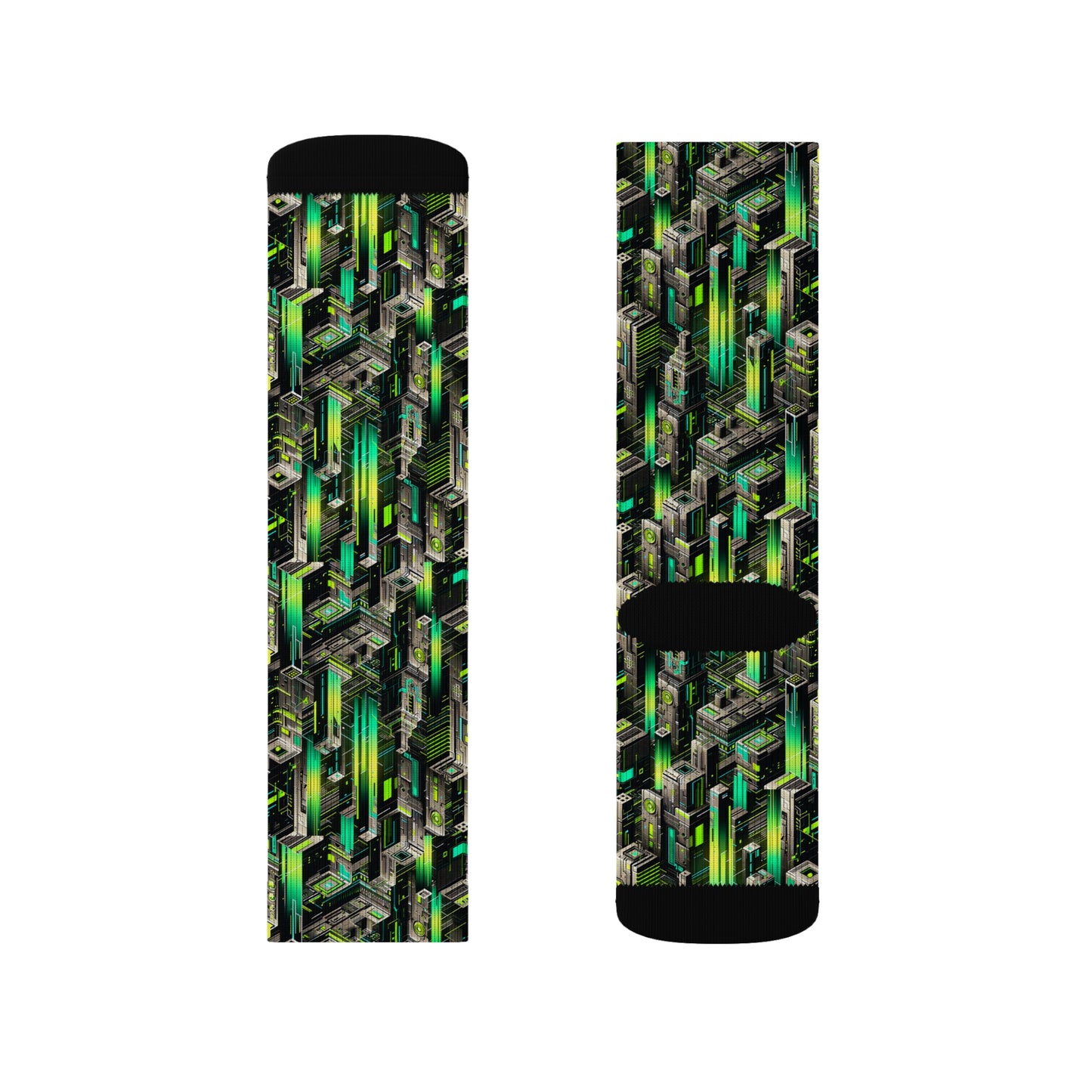 Digital Rebellion Tech-Forward Streetwear Sublimation Socks - 8404 Design-63