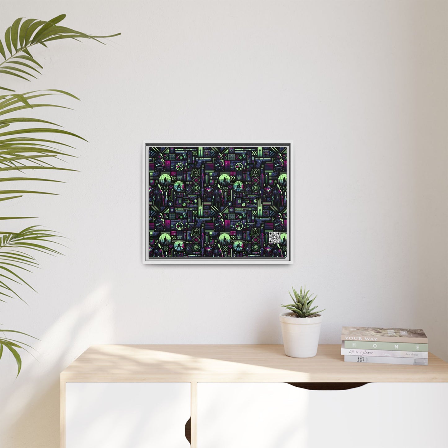 Tech Noir Futuristic Cyberpunk Matte Canvas, Framed (multi-Color) - 8404 Design-63 A