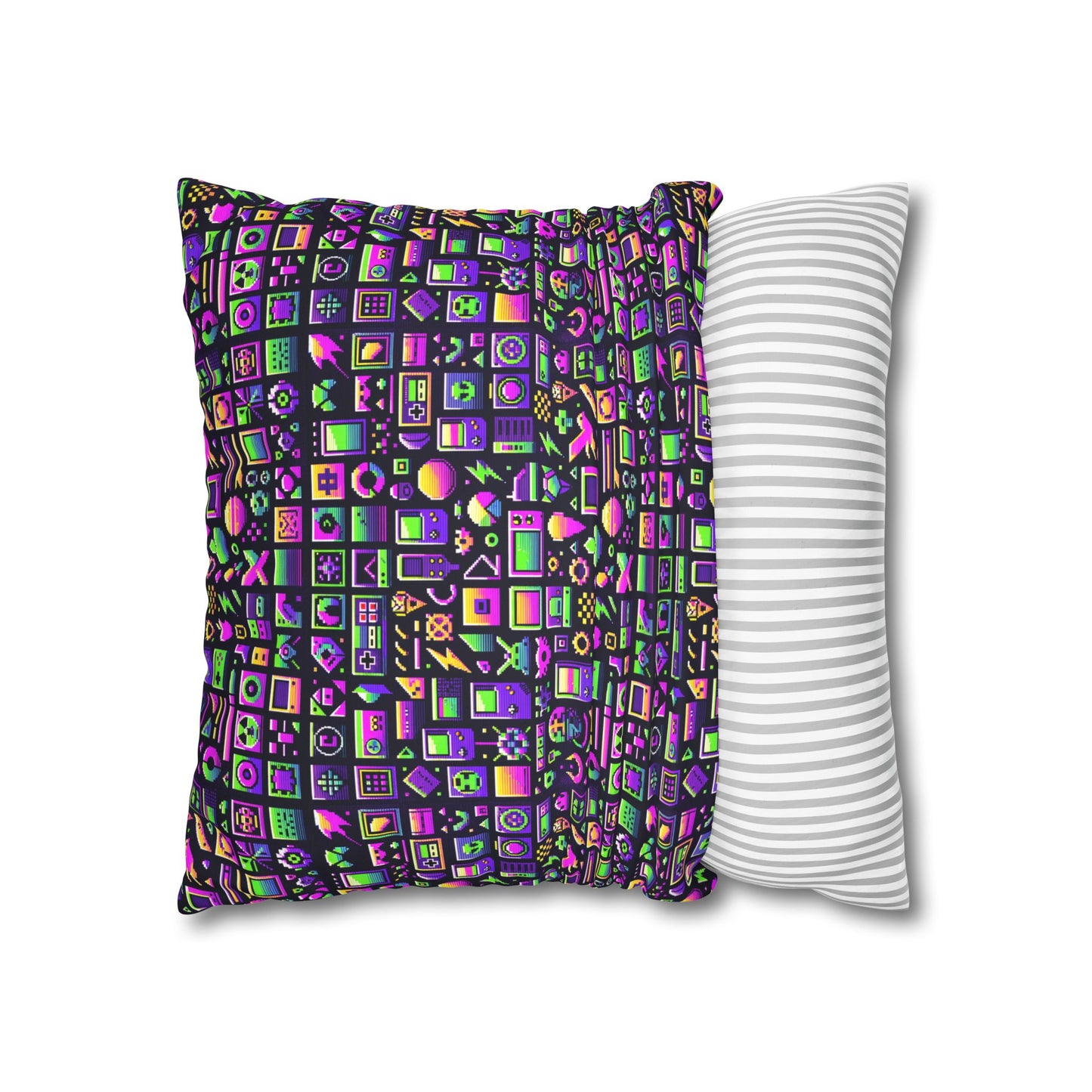 Digital Nostalgia Remix Modern Vintage Fusion Faux Suede Square Pillowcase - 8404 Design-49