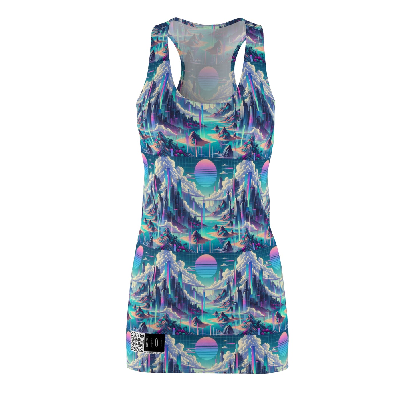 Digital Dreamscapes Digitally-Inspired Streetwear With a Dreamy, Surreal Twist Women's Cut & Sew Racerback Dress - 8404 Design-53