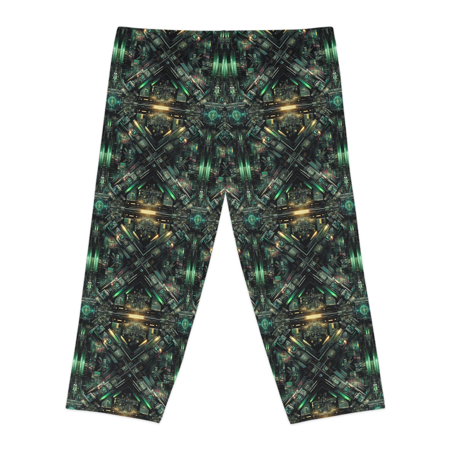 Tech Noir Graphics Tech-Inspired Streetwear Women's Capri Leggings - 8404 Design-56