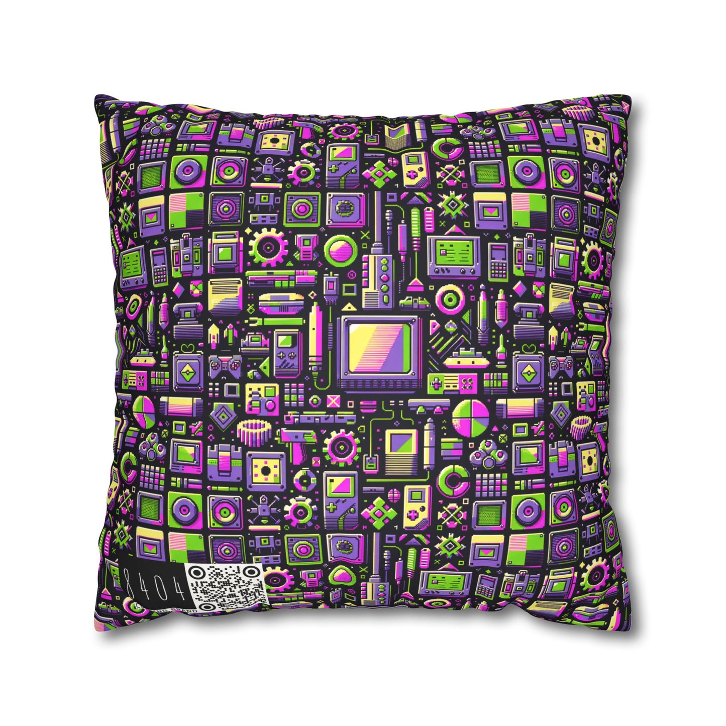 Digital Nostalgia Remix Modern Vintage Fusion Faux Suede Square Pillowcase - 8404 Design-67