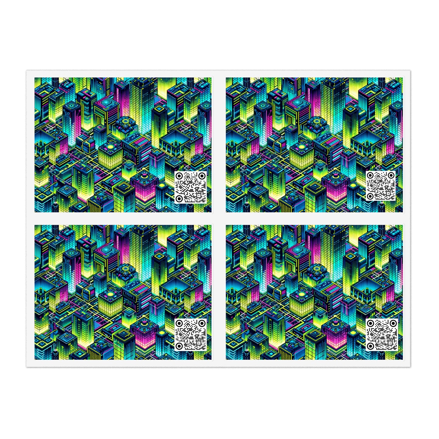 Tech-Infused Neon Tech-Forward Streetwear Sticker Sheets - 8404 Design-65