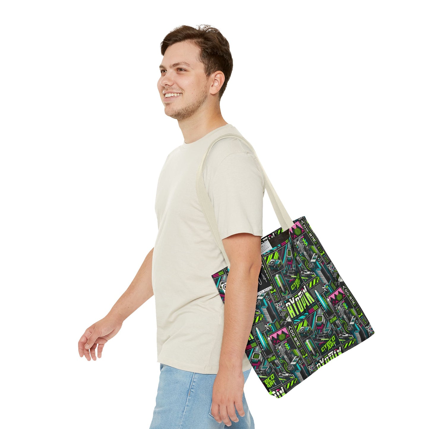 Tech-Forward Graphics Tech-Inspired Streetwear Tote Bag - 8404 Design-46