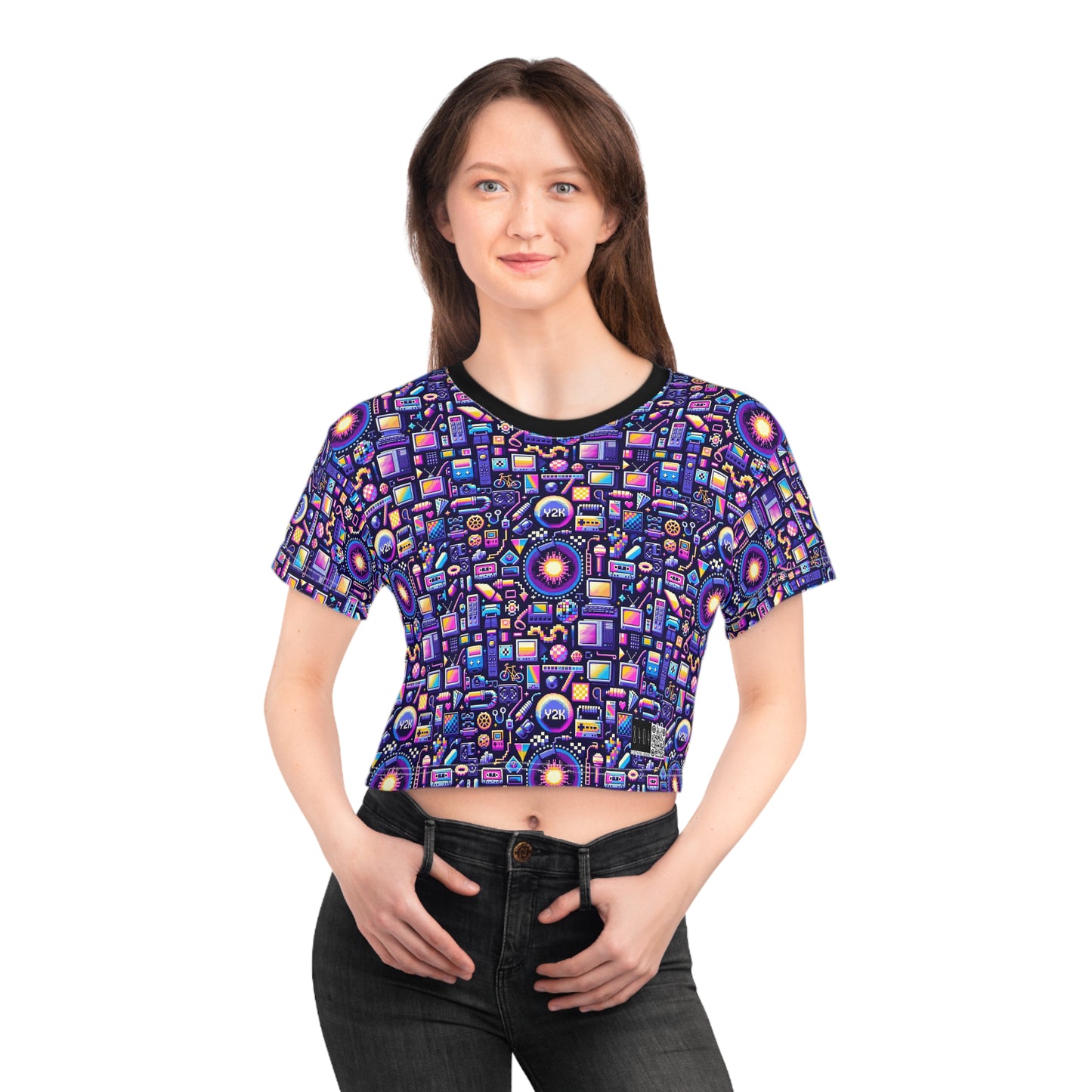 Digital Nostalgia Modern Retro Fusion Crop Tee - 8404 Design-64