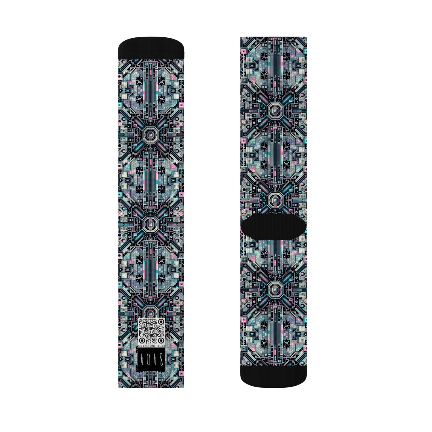 Digital Renaissance Tech-Forward Maximalism Sublimation Socks - 8404 Design-44