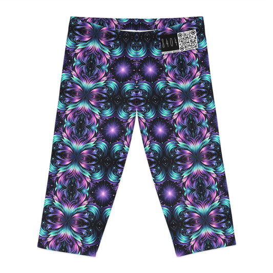 Iridescent Dream Futuristic Tech Women's Capri Leggings - 8404 Design-60