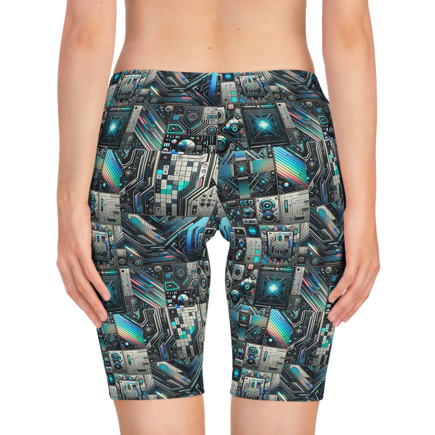 Tech-Infused Futurism Sleek Tech Edge Women's Bike Shorts - 8404 Design-48