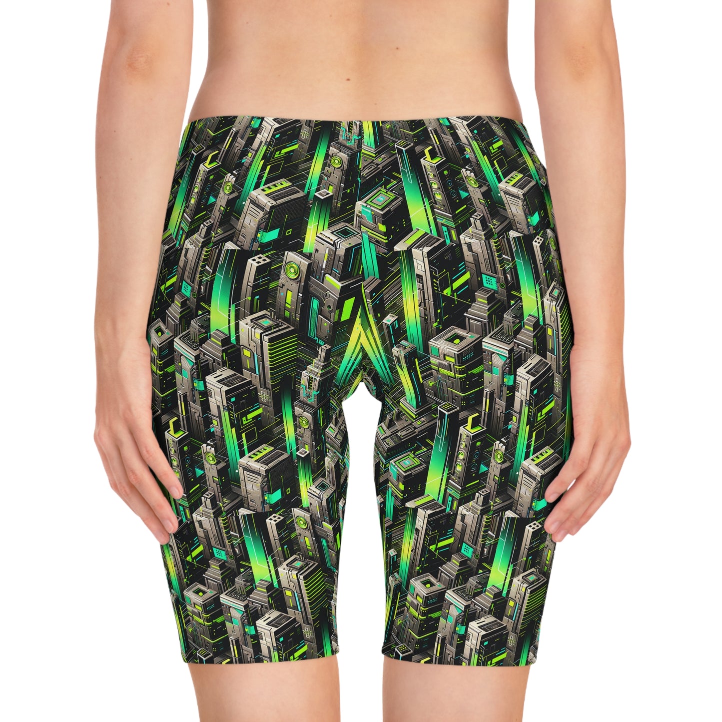 Digital Rebellion Tech-Forward Streetwear Women's Bike Shorts - 8404 Design-63