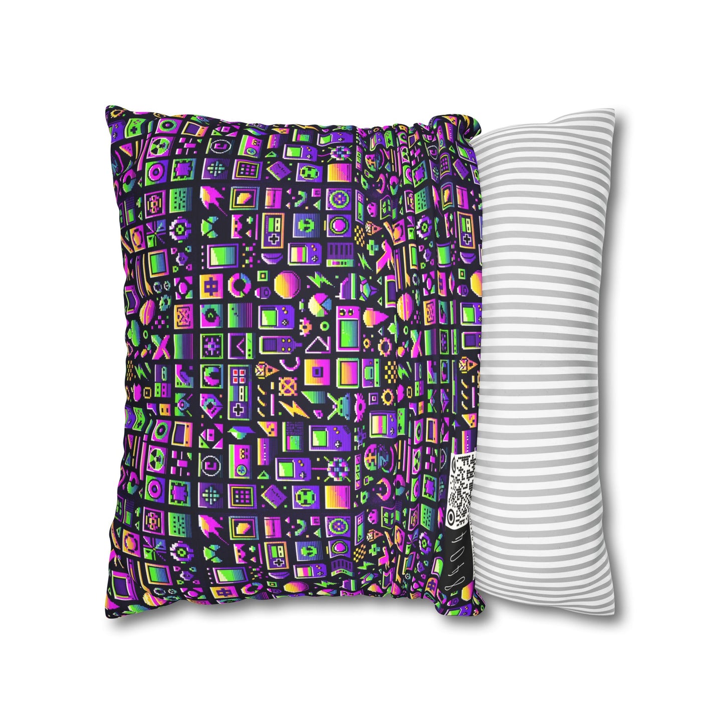 Digital Nostalgia Remix Modern Vintage Fusion Faux Suede Square Pillowcase - 8404 Design-49