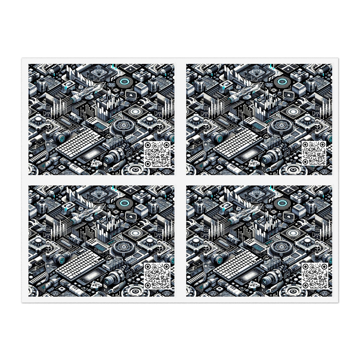 Tech-Infused Athleisure Tech-Forward Streetwear Sticker Sheets - 8404 Design-53