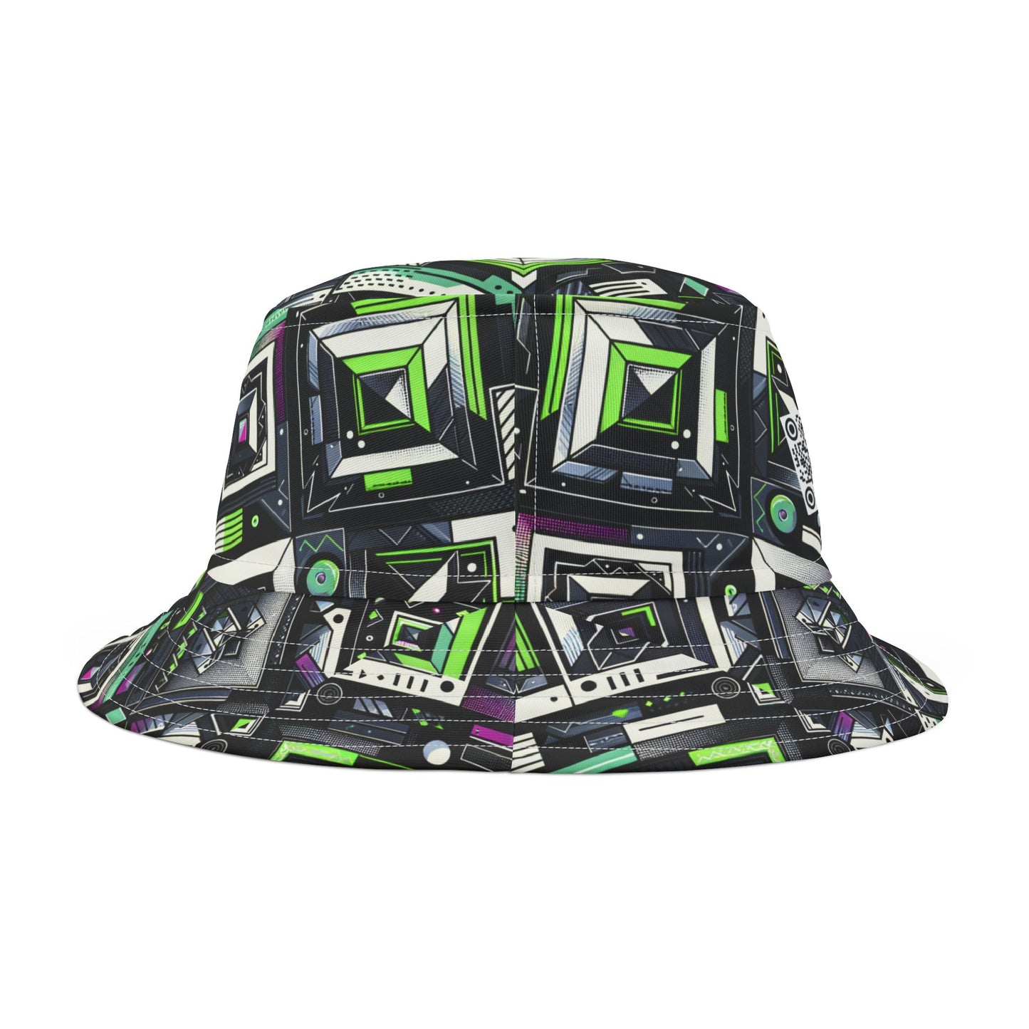 Retro Futurism Graphics Tech-Forward Streetwear Bucket Hat - 8404 Design-48
