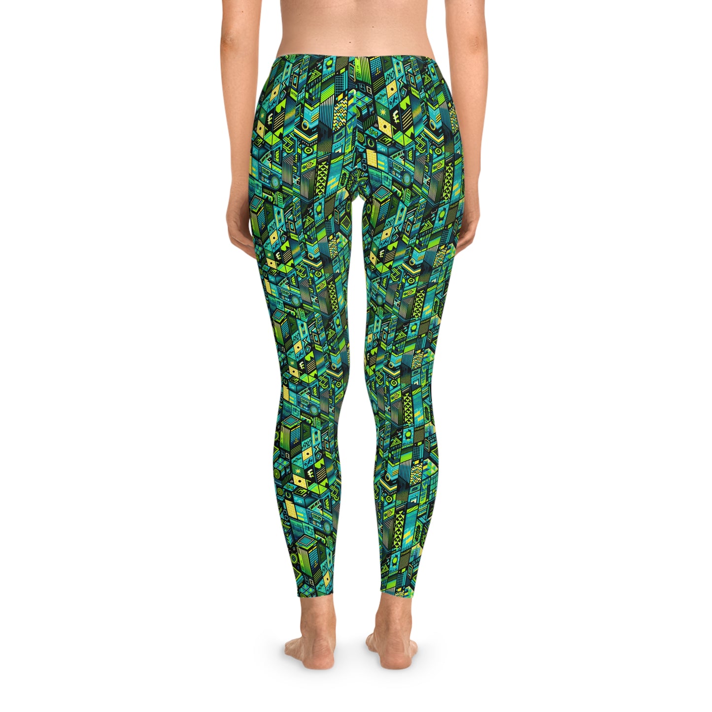 Tech-Infused Neon Tech-Forward Streetwear Stretch Leggings - 8404 Design-61