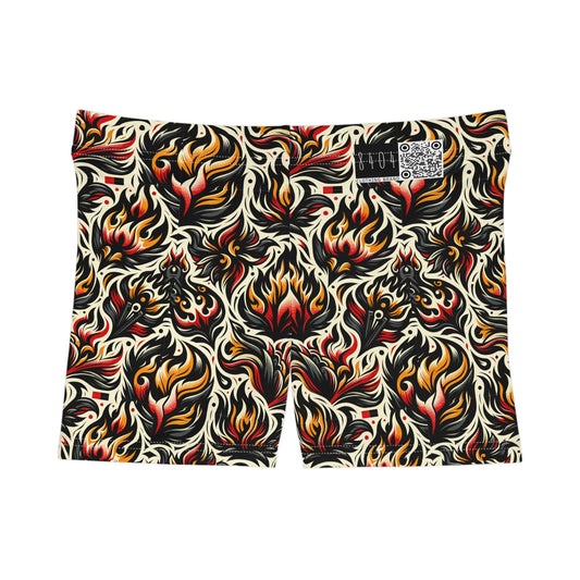 Fire & Flames Bold Streetwear Statement Women's Shorts - 8404 Design-57