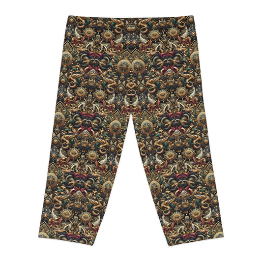 Digital Renaissance Luxurious Streetwear Inspired By Classical Art With a Modern Twist Women's Capri Leggings - 8404 Design-76