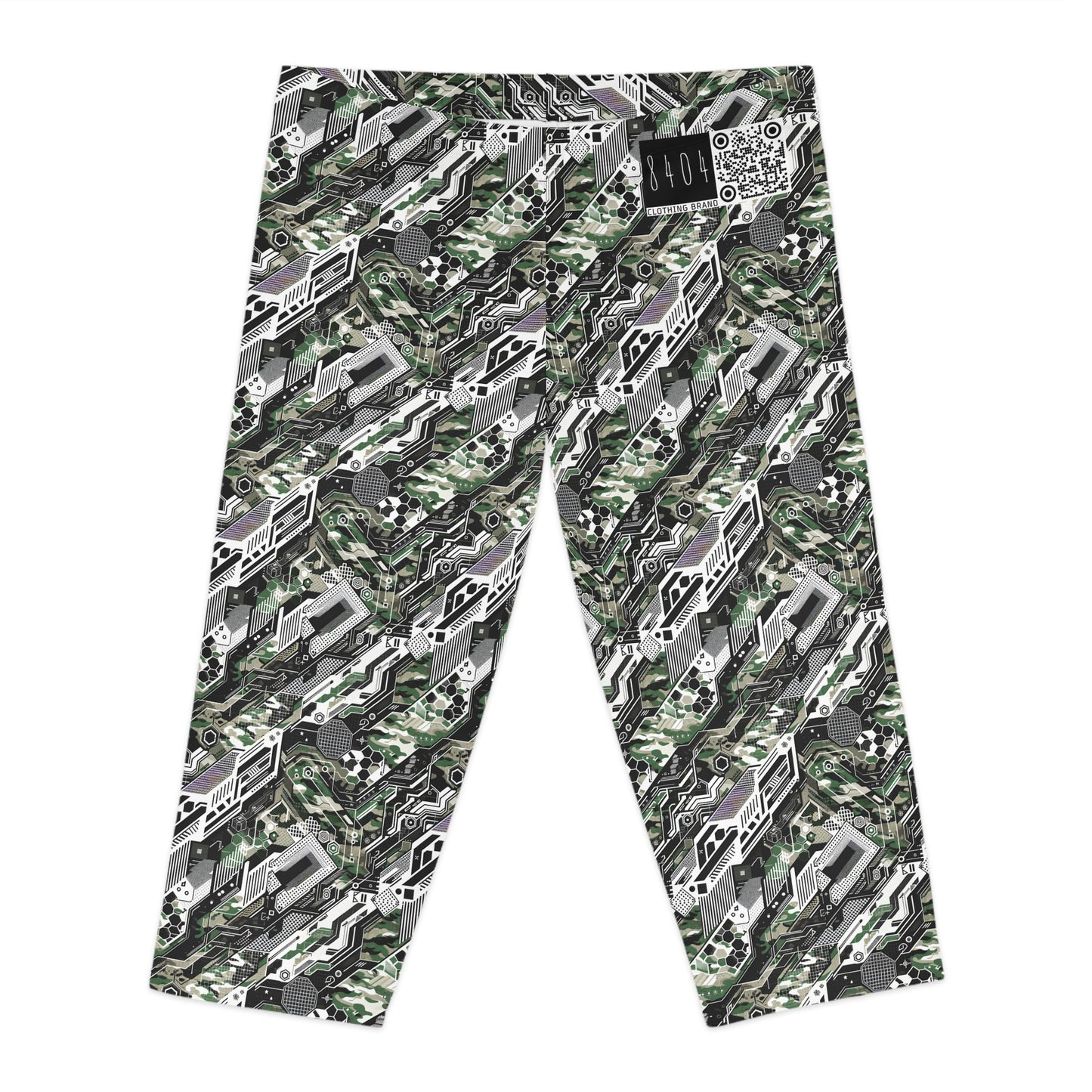 Tech Camo Fusion Tech-Forward Streetwear With a Futuristic Edge Women's Capri Leggings - 8404 Design-46