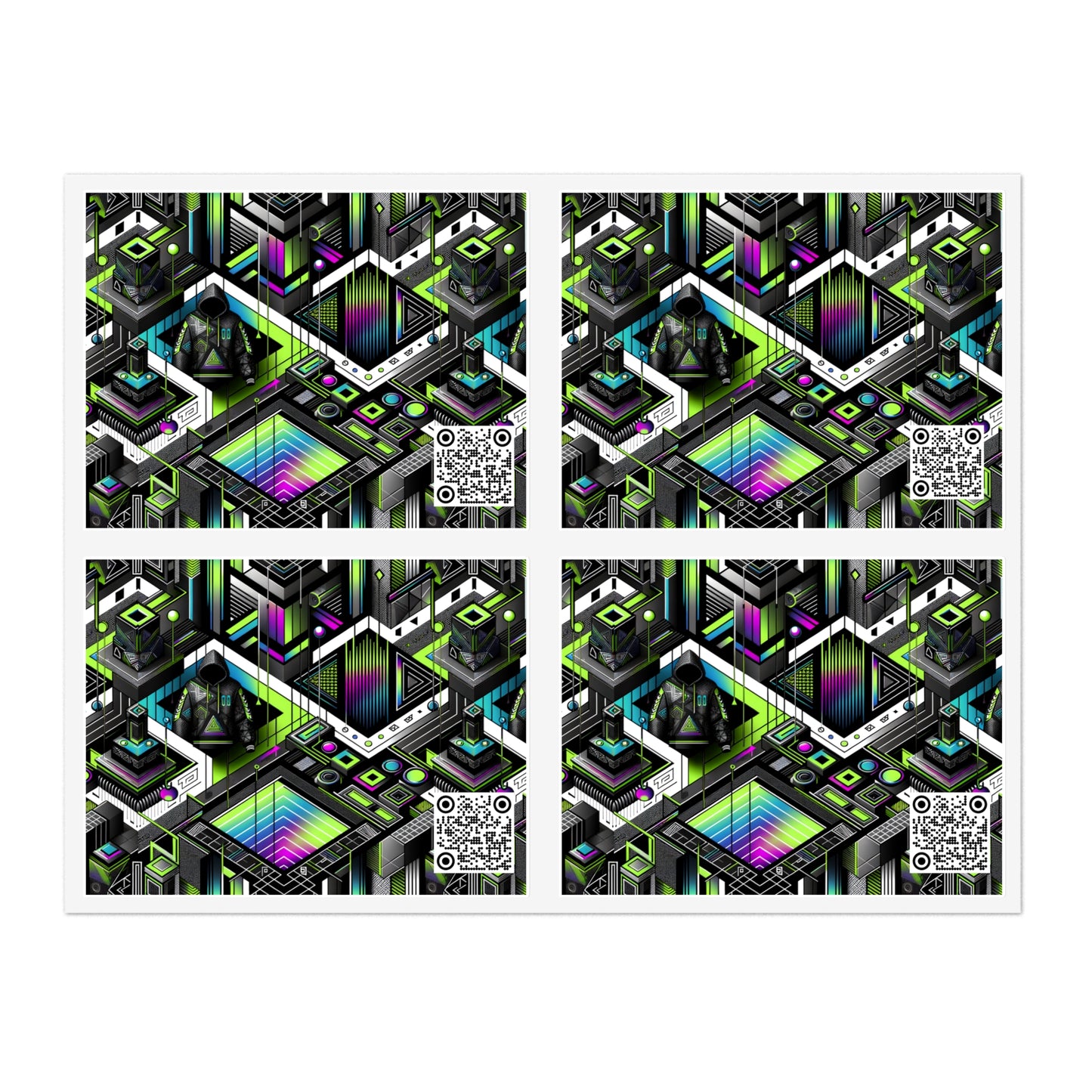 Retro Futurism Graphics Tech-Forward Streetwear Sticker Sheets - 8404 Design-52