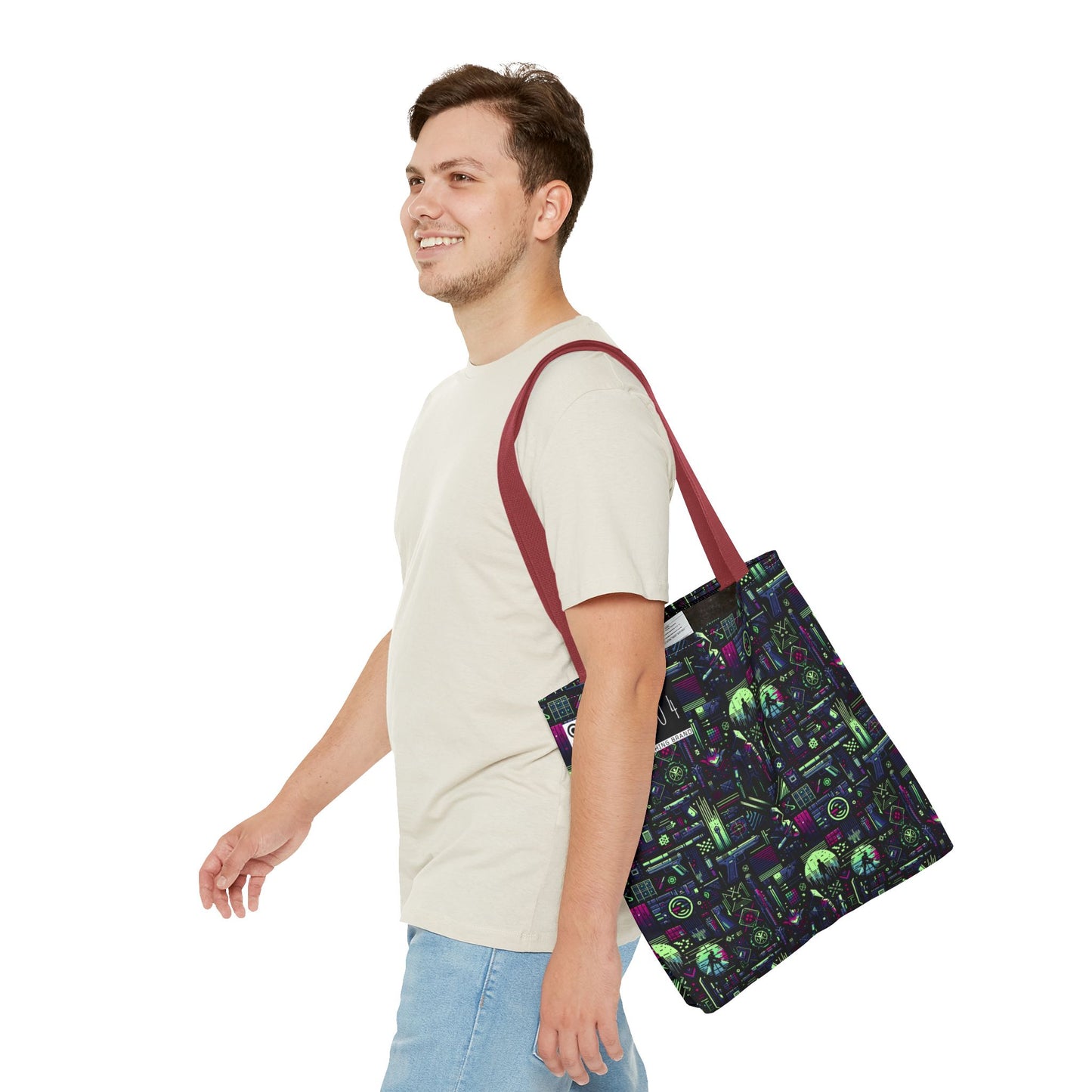 Tech Noir Futuristic Cyberpunk Tote Bag - 8404 Design-63