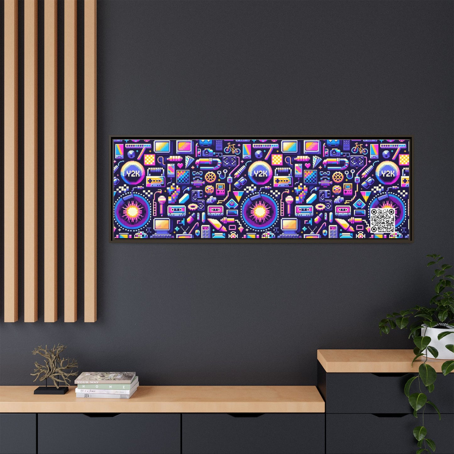 Digital Nostalgia Modern Retro Fusion Matte Canvas, Framed (multi-Color) - 8404 Design-64 B