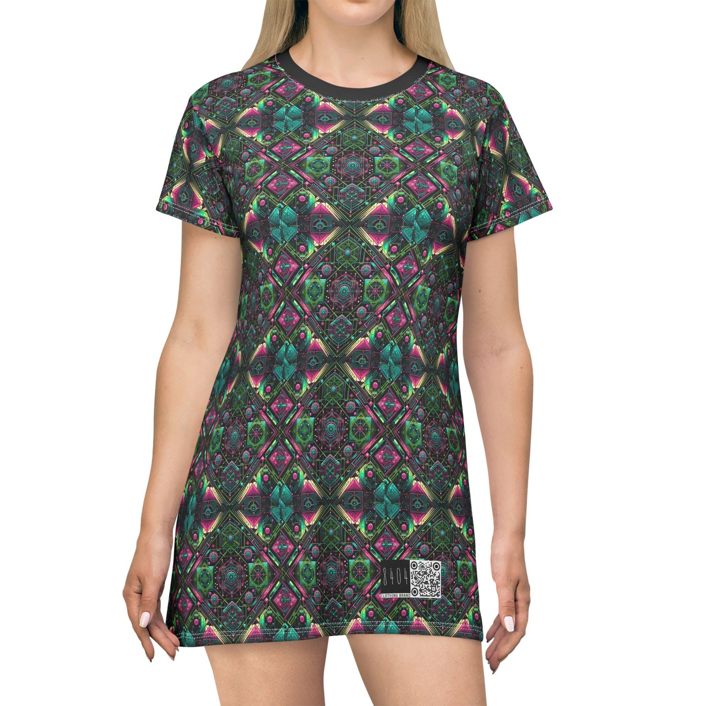 Tech-Infused Graphics Tech-Forward Streetwear T-Shirt Dress - 8404 Design-45