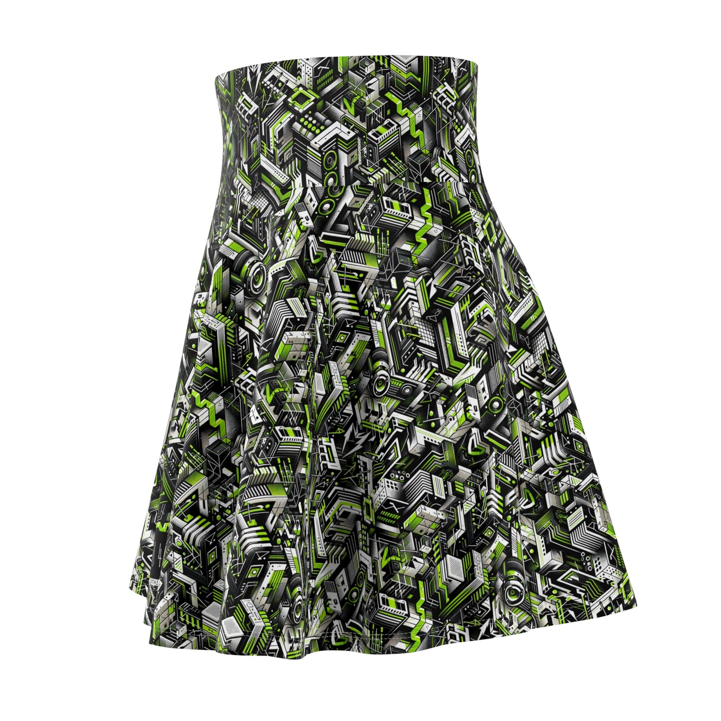 Graffiti Tech Fusion Bold Streetwear Fusion Women's Skater Skirt - 8404 Design-53