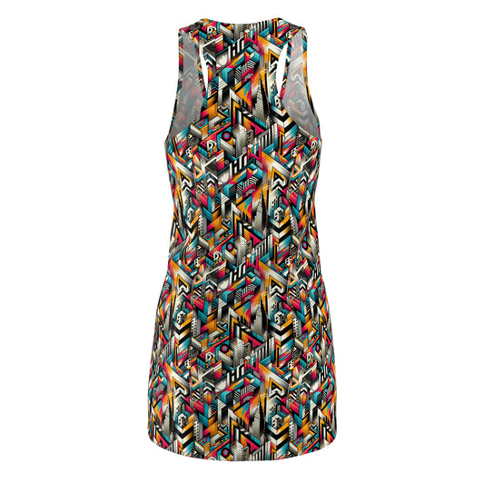 Graffiti Revival Urban Street Art Women's Cut & Sew Racerback Dress - 8404 Design-62