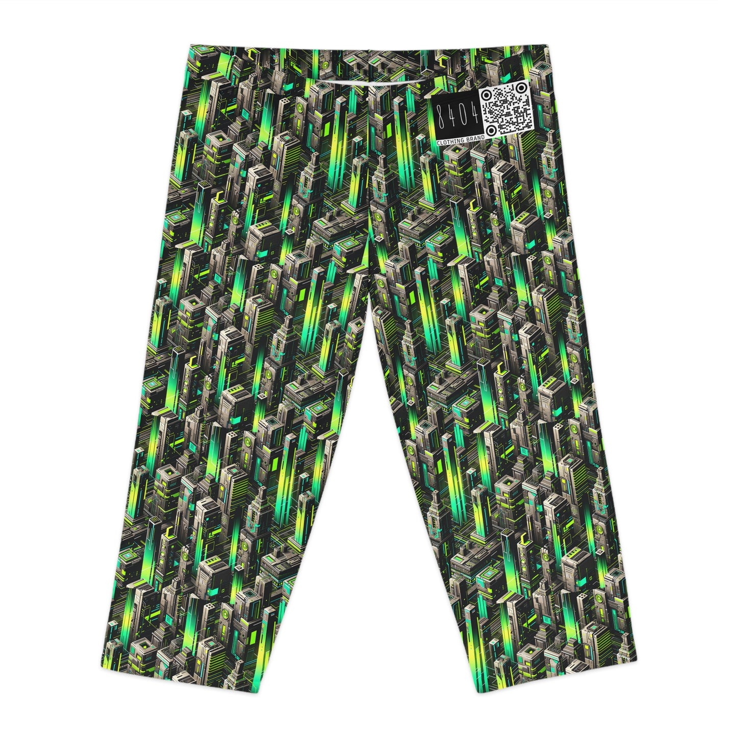 Digital Rebellion Tech-Forward Streetwear Women's Capri Leggings - 8404 Design-63