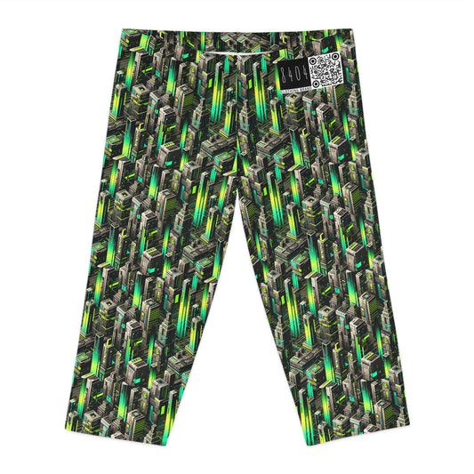 Digital Rebellion Tech-Forward Streetwear Women's Capri Leggings - 8404 Design-63
