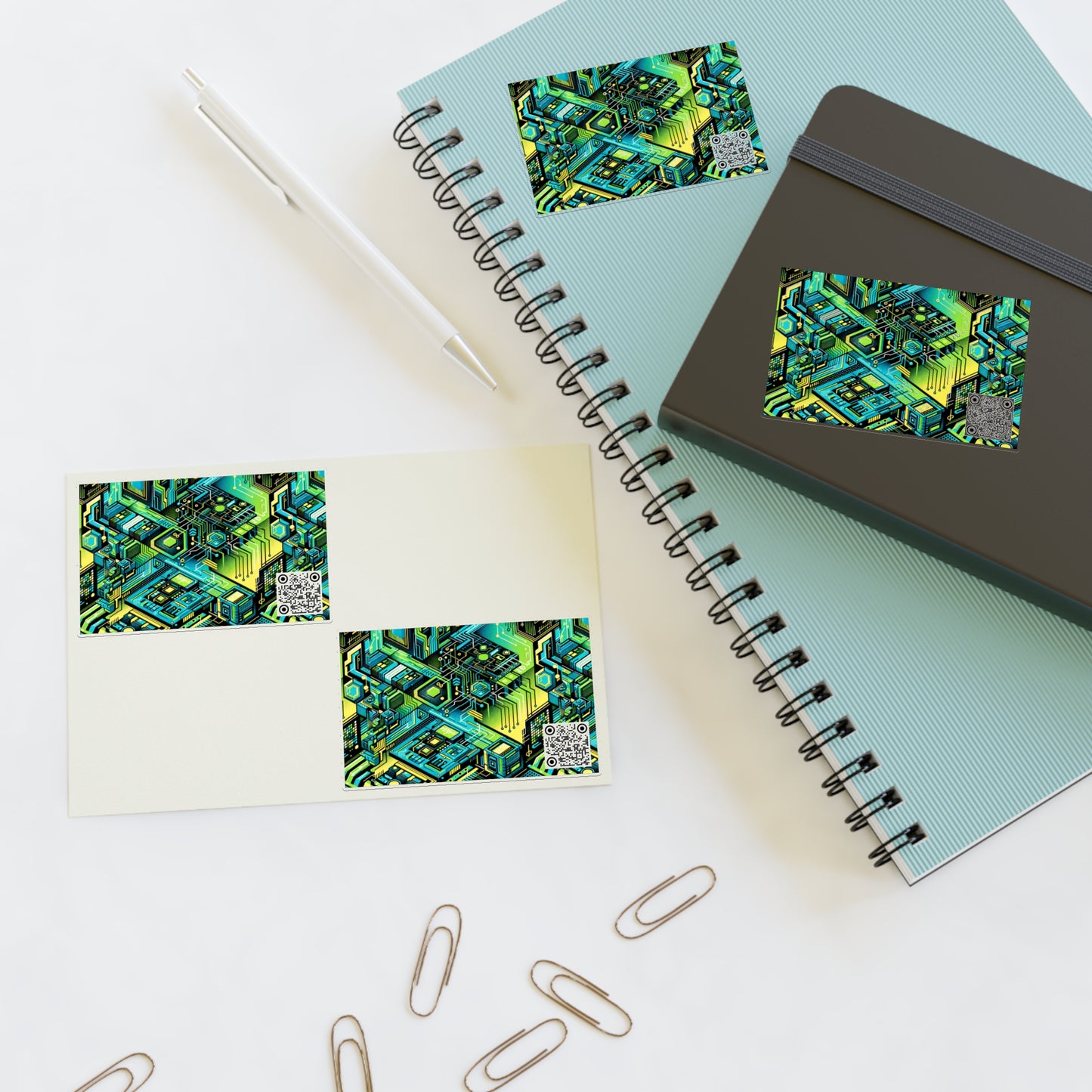 Tech-Infused Neon Tech-Forward Streetwear Sticker Sheets - 8404 Design-38