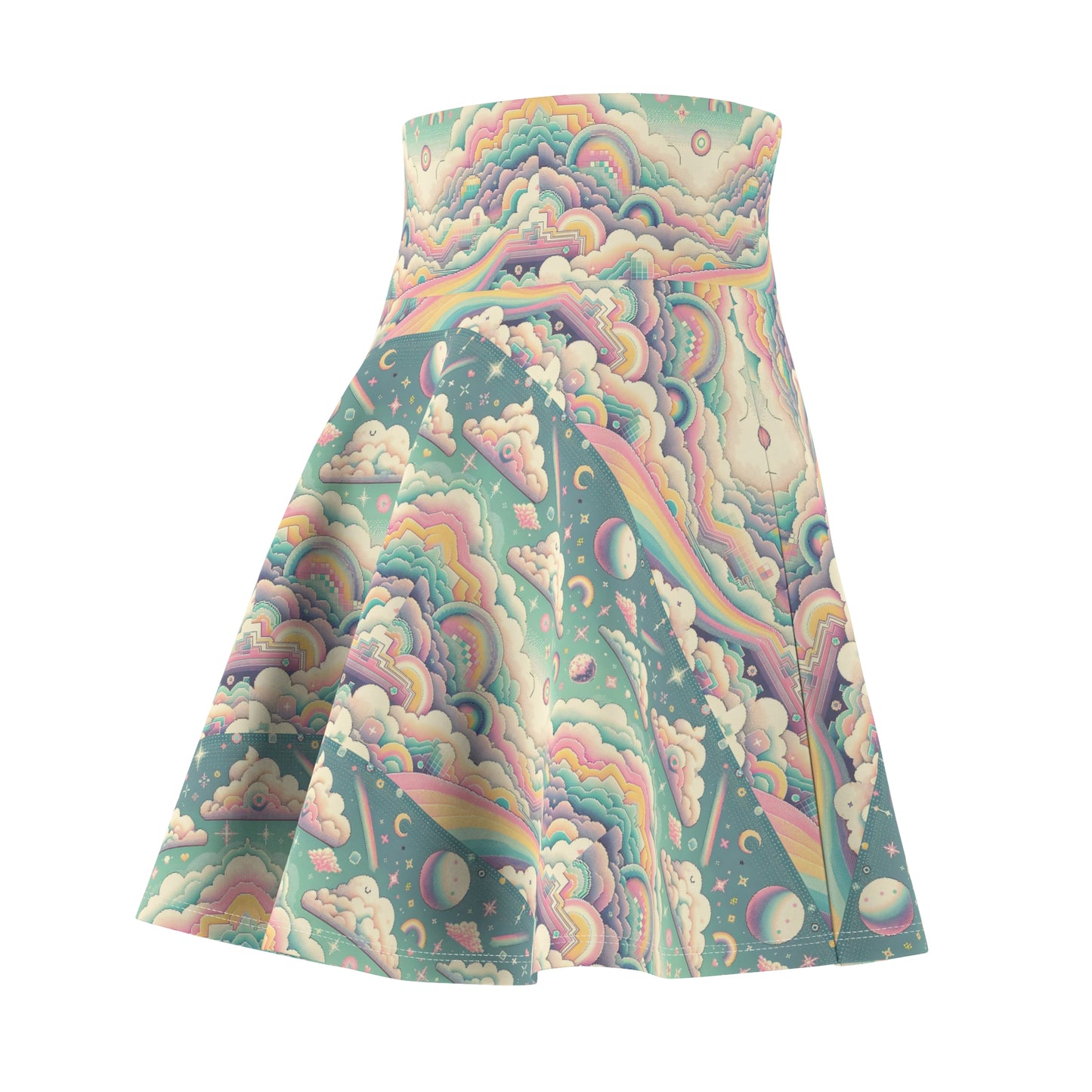 Digital Dreamland Whimsical and Nostalgic Streetwear With a Digital Twist Women's Skater Skirt - 8404 Design-65
