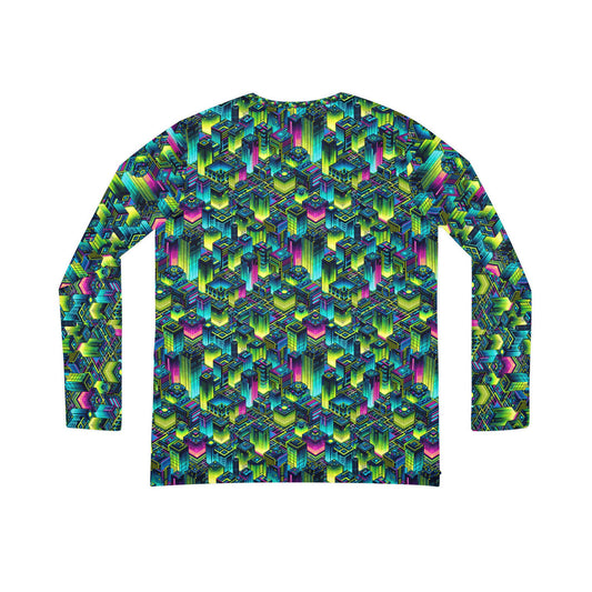 Tech-Infused Neon Tech-Forward Streetwear Women's Long Sleeve V-Neck Shirt - 8404 Design-65
