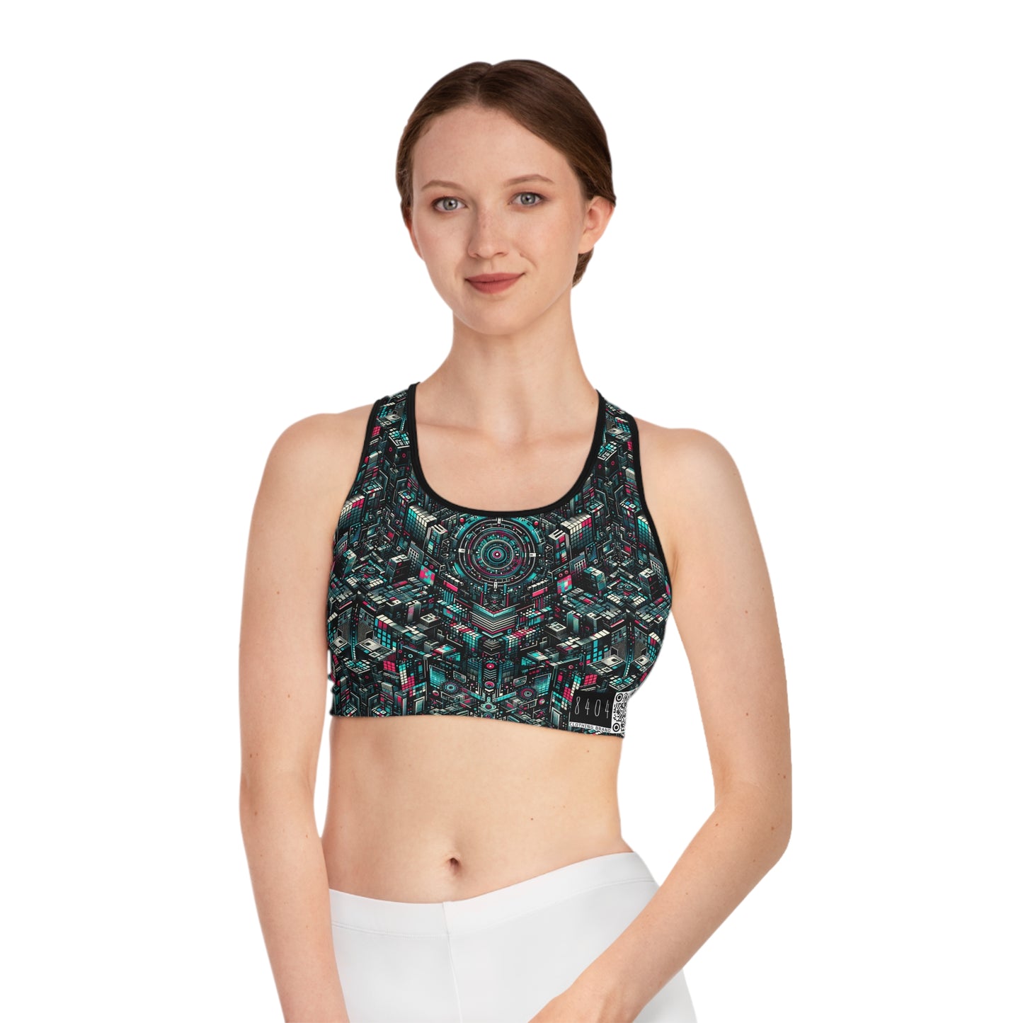 Digital Rebellion Tech-Inspired Streetwear Sports Bra - 8404 Design-54