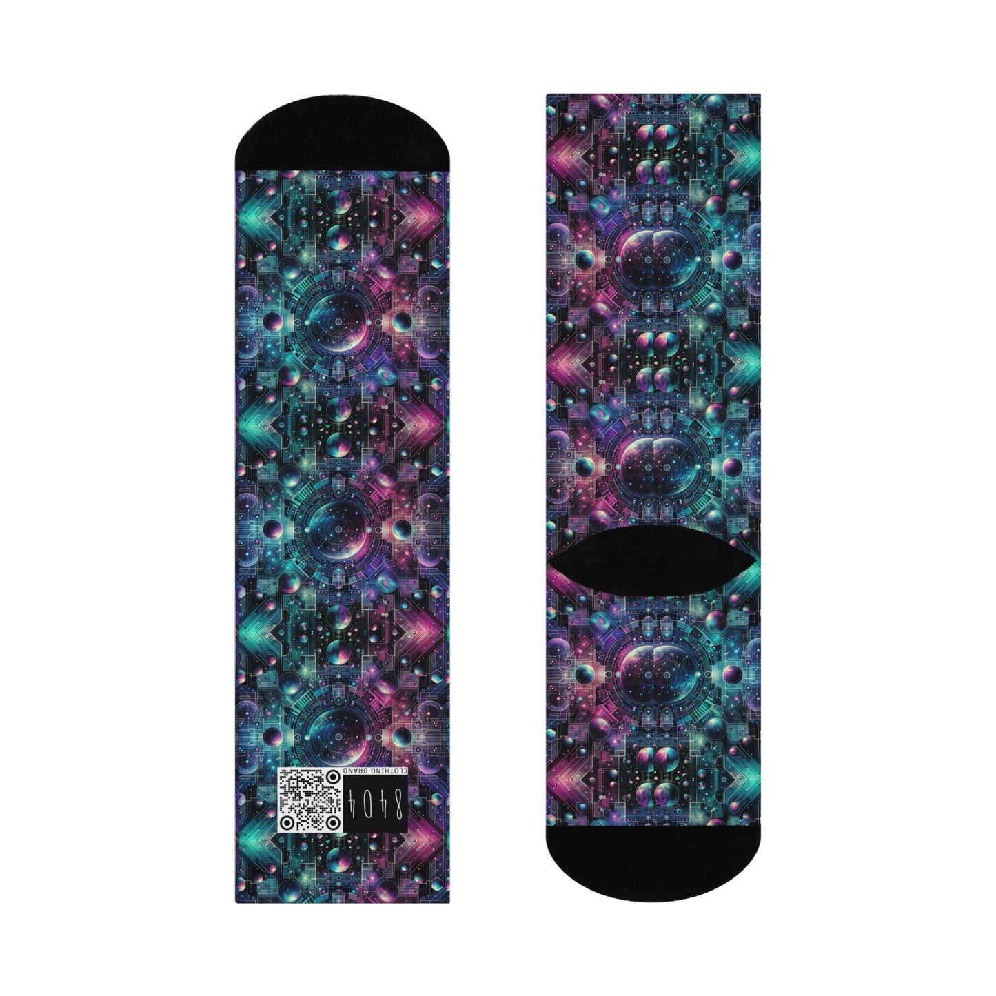 Galactic Hues Tech-Forward Cosmic Fusion Cushioned Crew Socks - 8404 Design-59