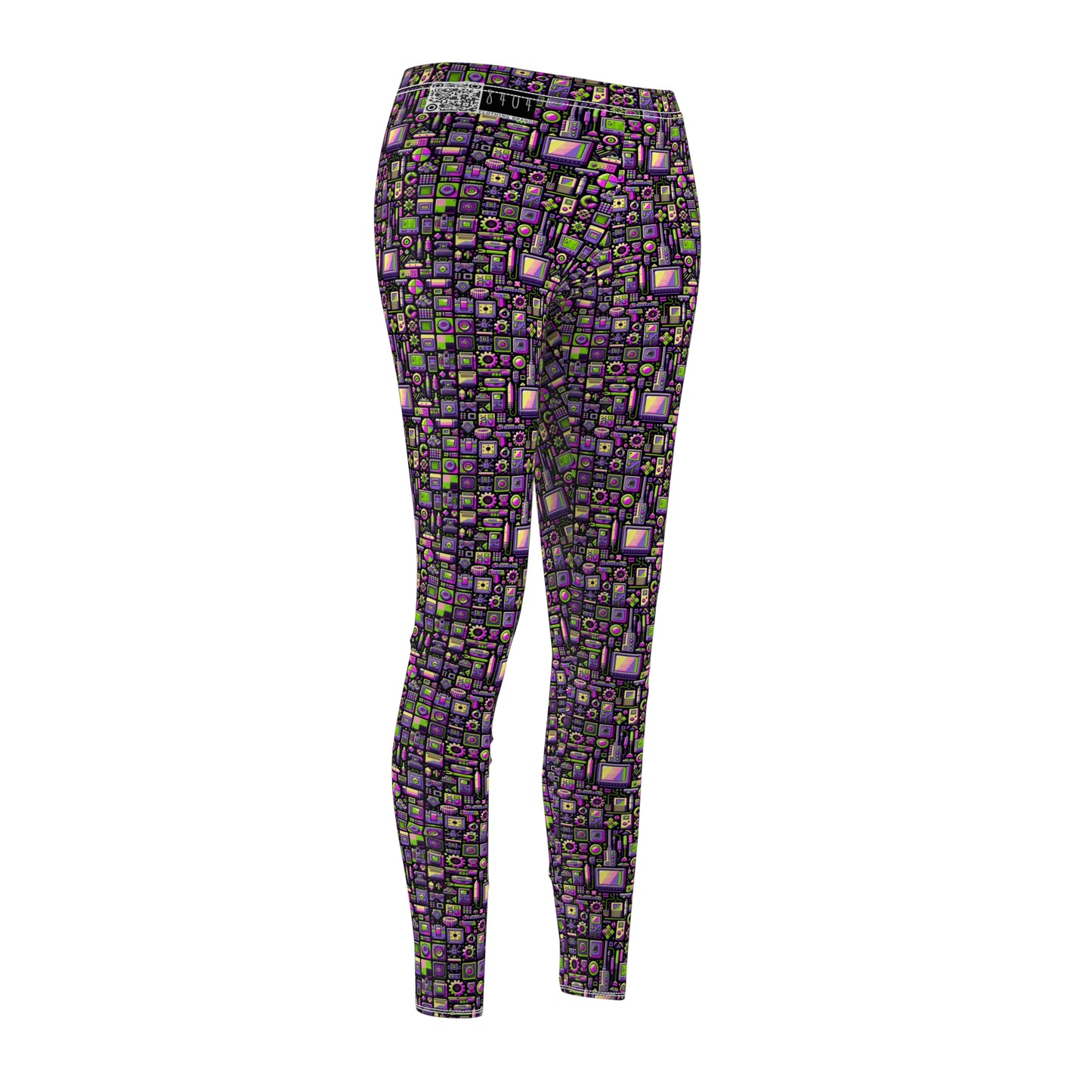 Digital Nostalgia Remix Modern Vintage Fusion Women's Cut & Sew Casual Leggings - 8404 Design-67