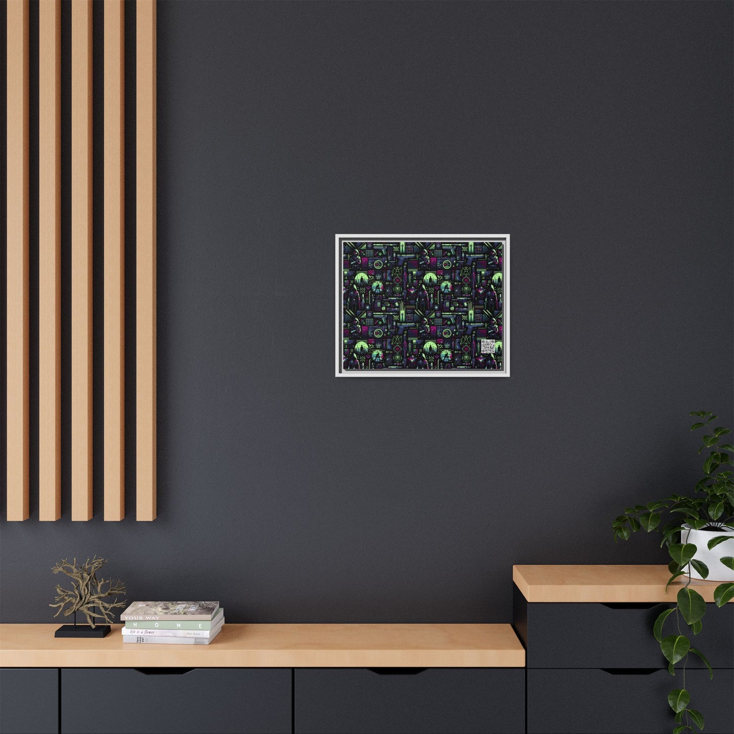 Tech Noir Futuristic Cyberpunk Matte Canvas, Framed (multi-Color) - 8404 Design-63 A