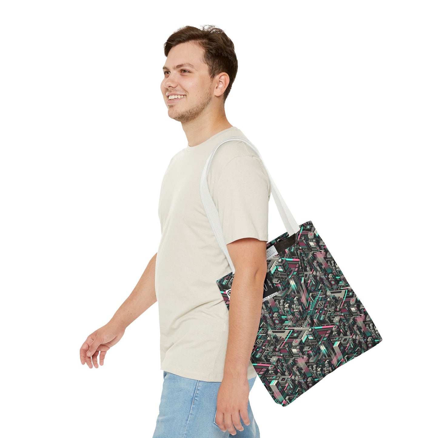 Digital Dreamland Tech-Inspired Streetwear Tote Bag - 8404 Design-51