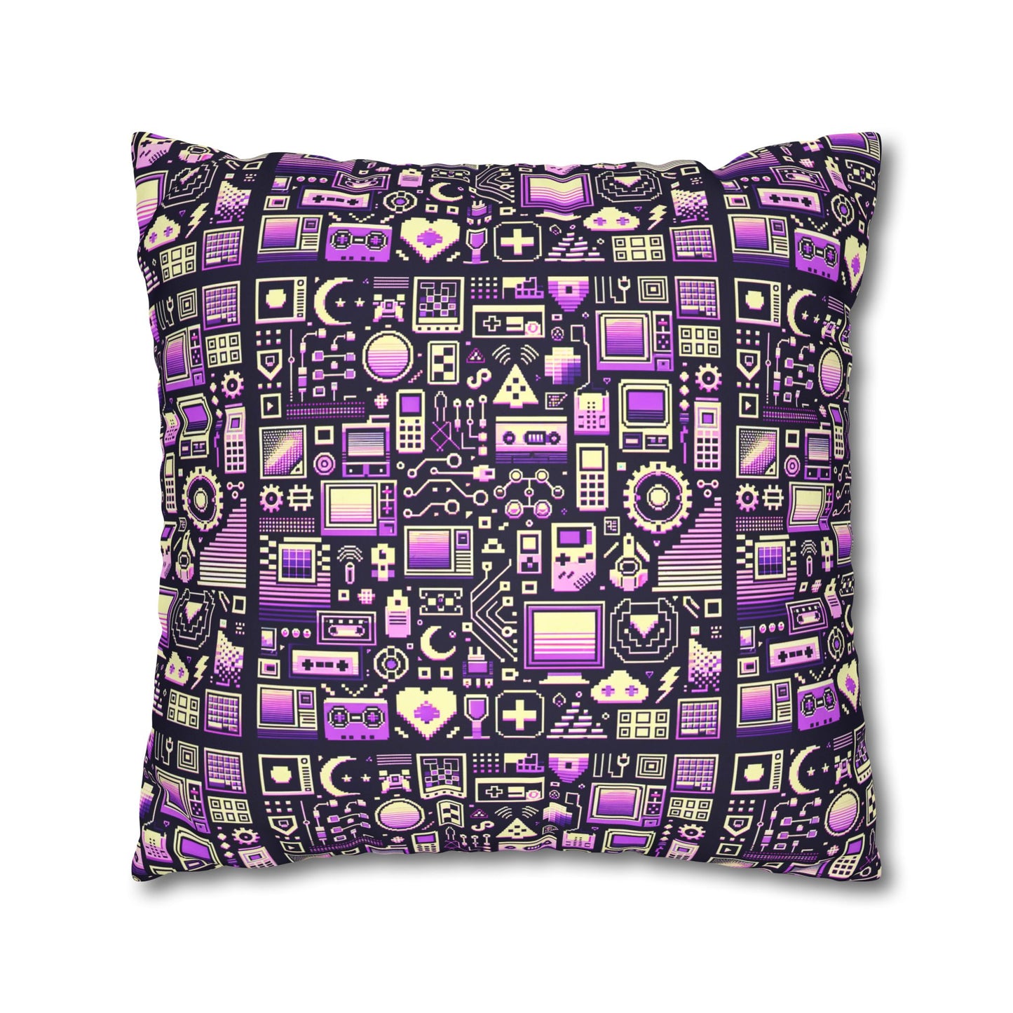 Digital Nostalgia Remix Modern Vintage Fusion Faux Suede Square Pillowcase - 8404 Design-54