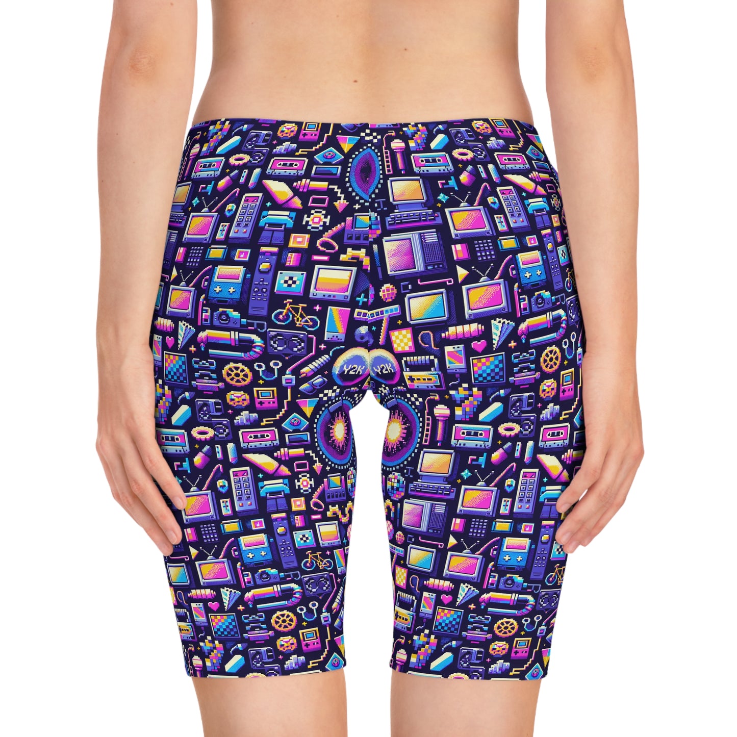 Digital Nostalgia Modern Retro Fusion Women's Bike Shorts - 8404 Design-64