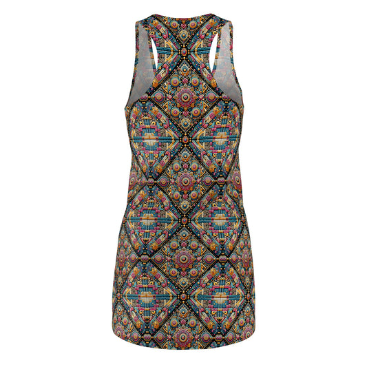 Cultural Fusion Tech Blend of Cultural Heritage With Tech-Inspired Elements Women's Cut & Sew Racerback Dress - 8404 Design-58