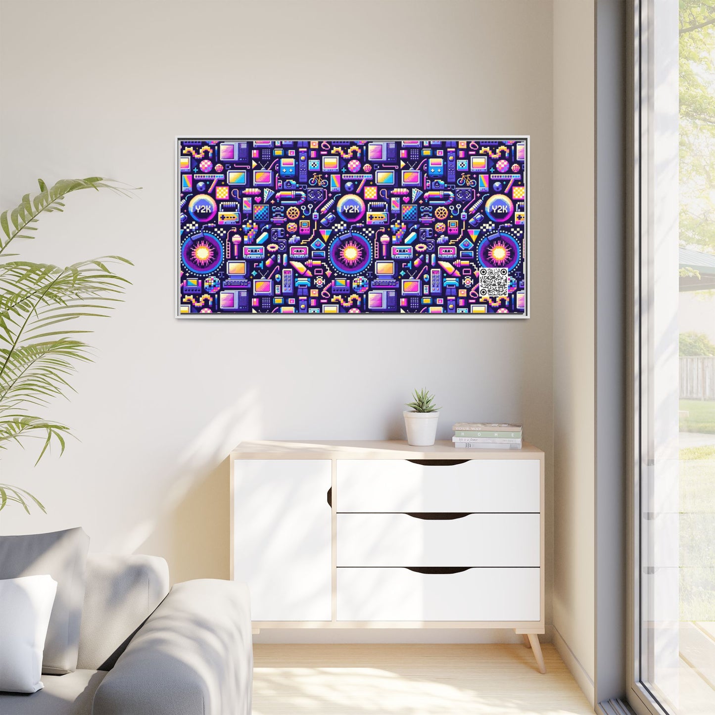 Digital Nostalgia Modern Retro Fusion Matte Canvas, Framed (multi-Color) - 8404 Design-64 B