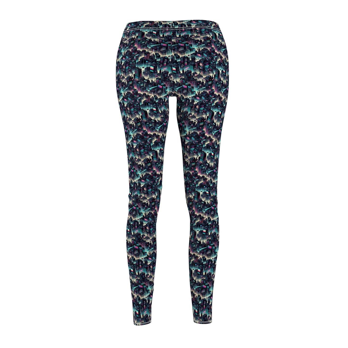 Digital Rebellion Tech-Inspired Streetwear Women's Cut & Sew Casual Leggings - 8404 Design-51